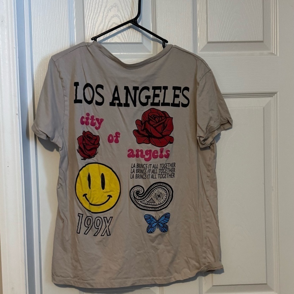 On Fire City Of Angels Los Angeles shirt Women’s Plus Sz 1X Gray Short Sleeve